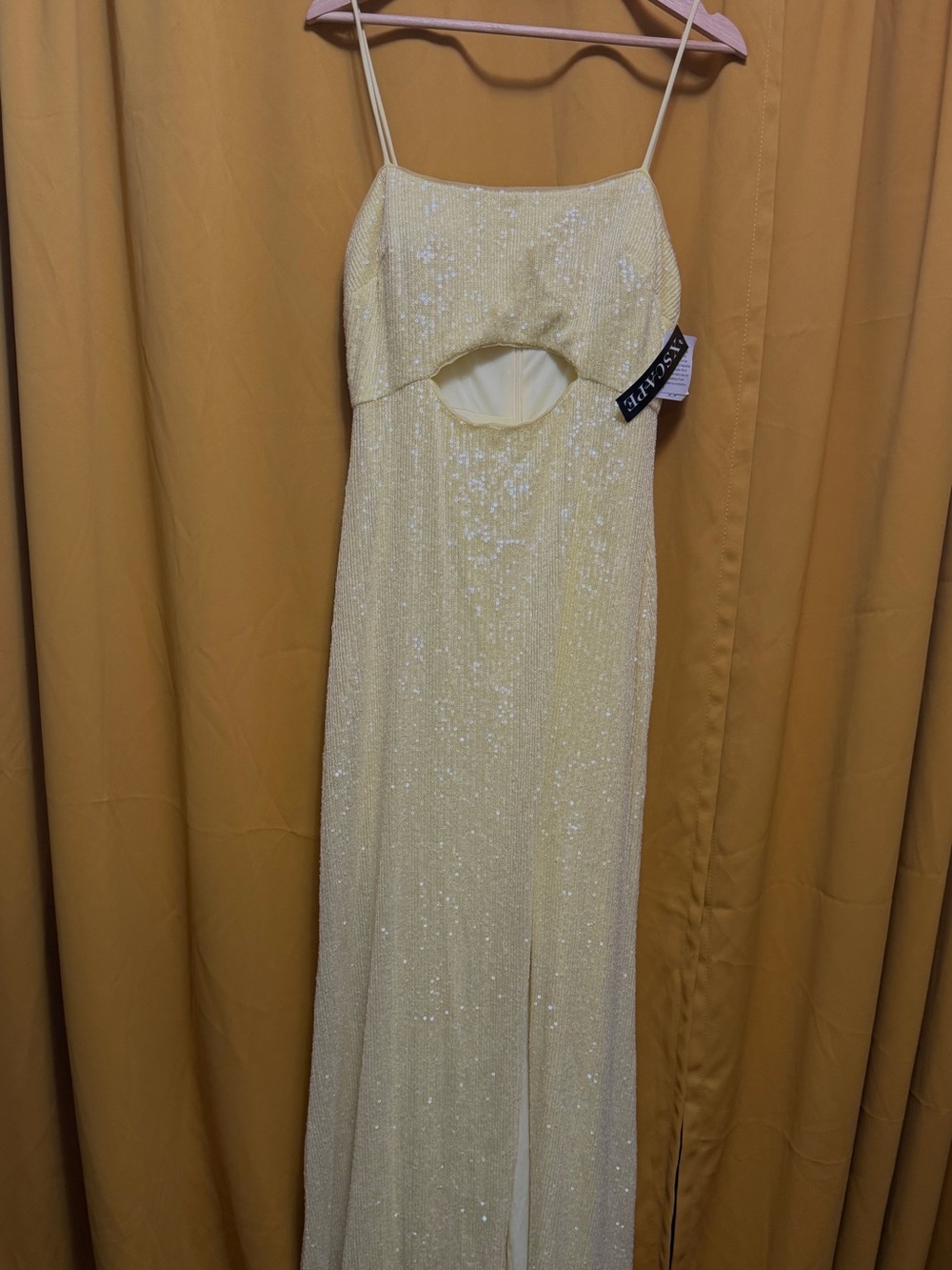 Sparkle Cutout Slip Dress in ButterYellow